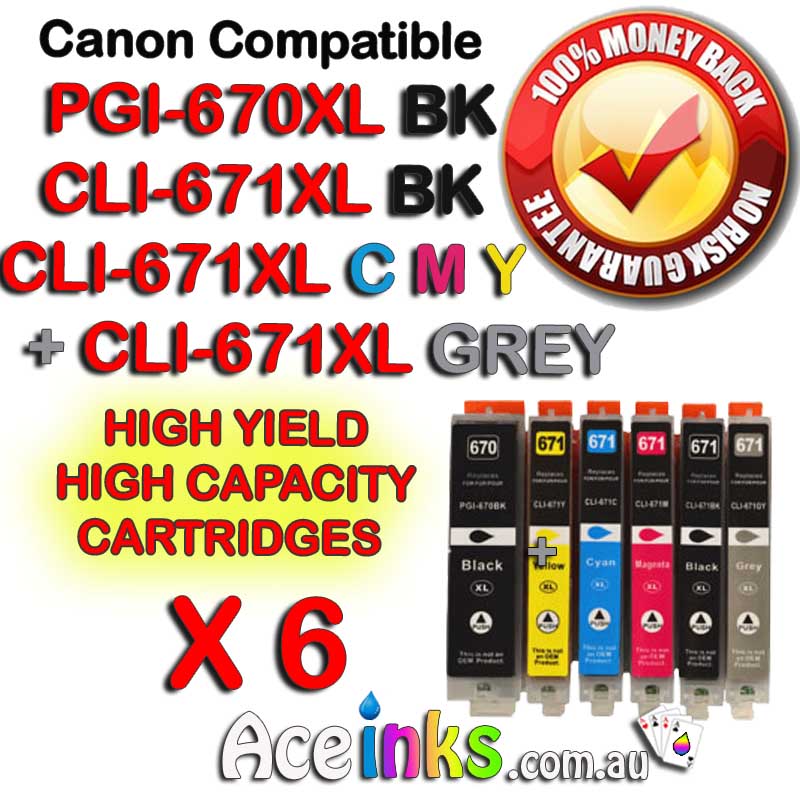 Combo Compatible Canon PGI-670BK / CLI-671 BK C/M/Y GREY